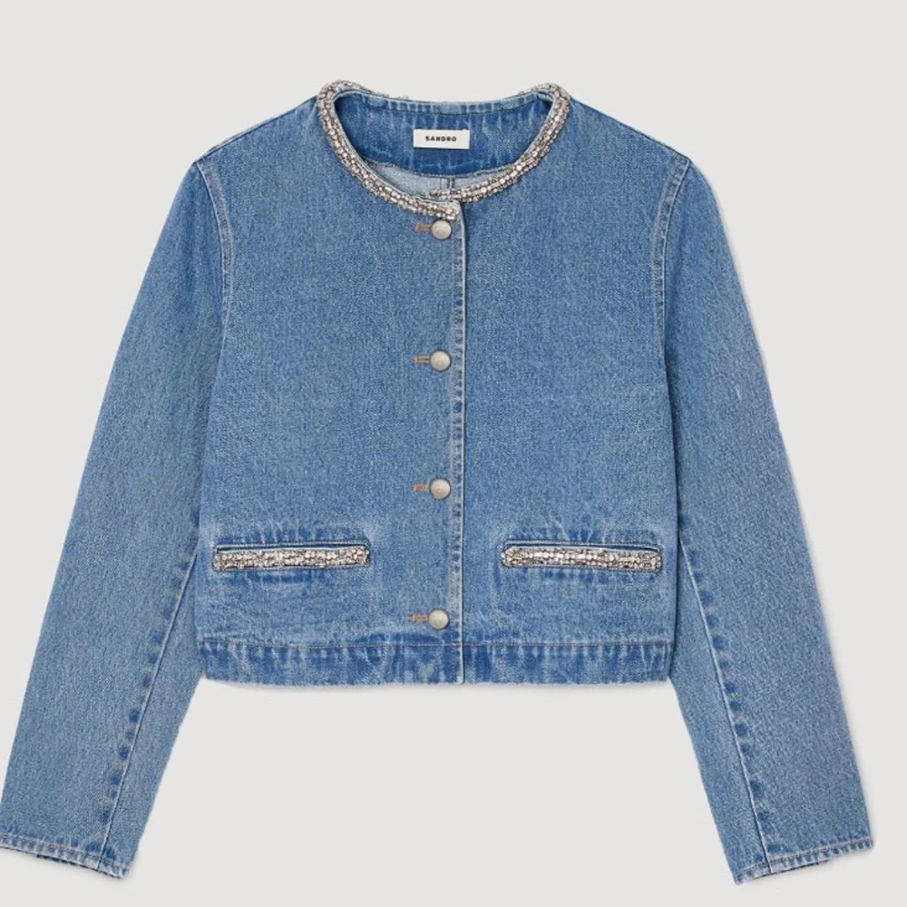 Sandro Rhinestone Denim Jacket - Picture 6 of 6